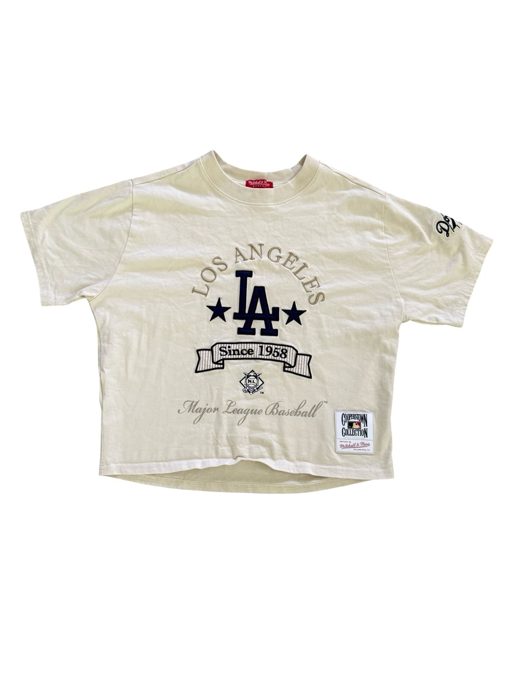 Mitchell & Ness LA Dodgers Cooperstown Cropped Graphic Tee S